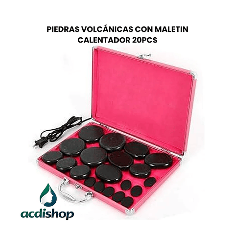 PIEDRAS VOLCÁNICAS CON MALETIN CALENTADOR 20PCS