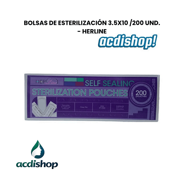 BOLSAS DE ESTERILIZACIÓN 3.5X10 /200 UND. - HERLINE 1