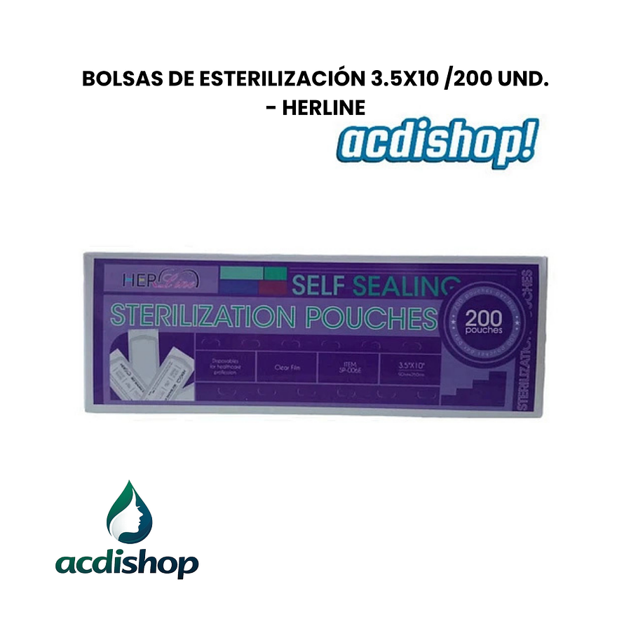 BOLSAS DE ESTERILIZACIÓN 3.5X10 /200 UND. - HERLINE 1
