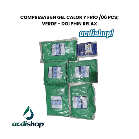 COMPRESAS EN GEL CALOR Y FRÍO /06 PCS; VERDE - DOLPHIN RELAX