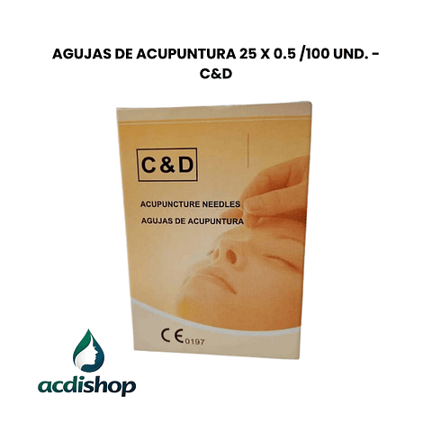 AGUJAS DE ACUPUNTURA 25 x 0.5 /100 UND. - C&D