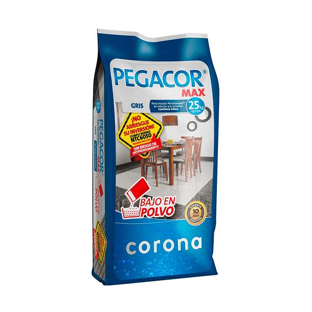 Pegacor Max Gris Porcelanato X 25 Kg  Corona 
