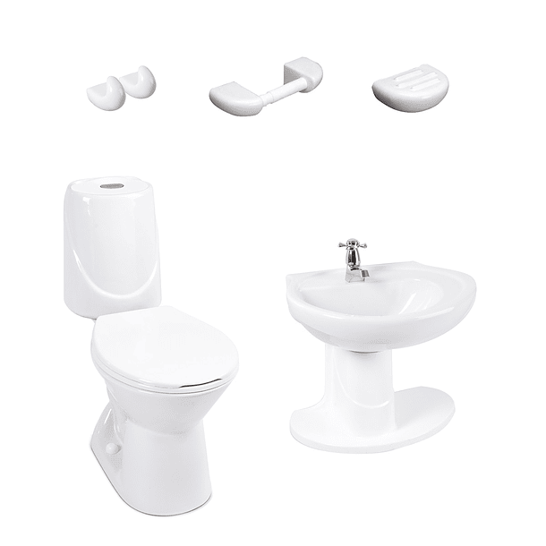 Combo Happy II 4.8 Litros con Semi Pedestal Blanco 