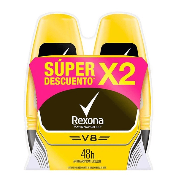 Desodorante Rexona Antitrans V8 Roll-On x 2 Un x 50 Ml 