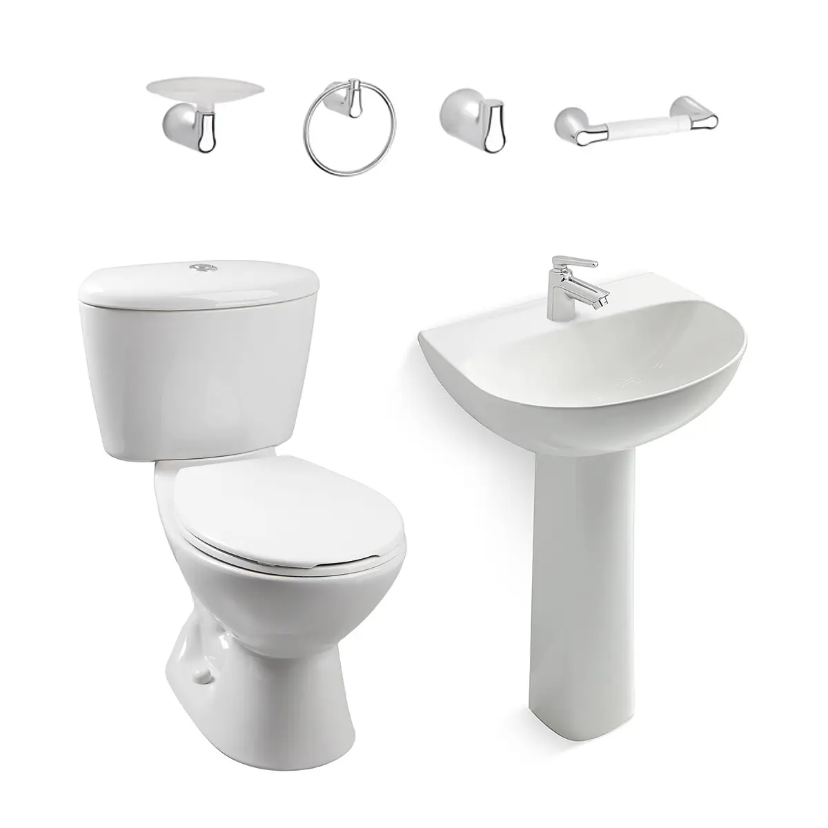 Combo Sanitario Manantial 4 8 Litros Con Pedestal Blanco