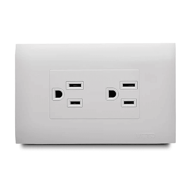 Tomacorriente Doble Amer 2P + E 