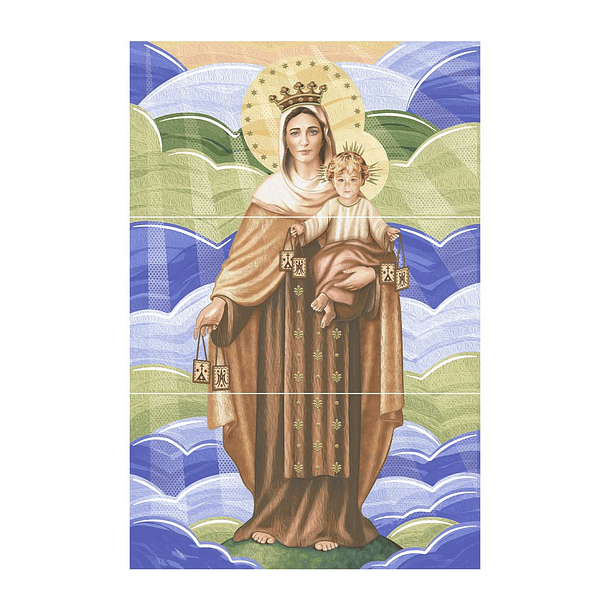 Mural Virgen Del Carmen Cara Única 3 Piesas 30 X 60   2