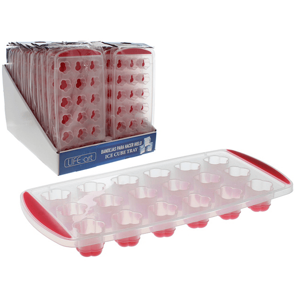 Cubeta Para Hielo Rojo Figura De Flor 24.5 X 12 X 2.7 Cm 