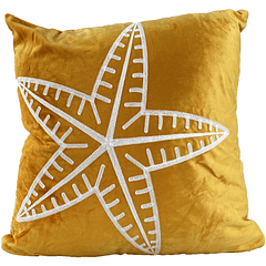 Cojín  Amarillo Mostaza Estampado Estrella De Mar 45 X45 Cm