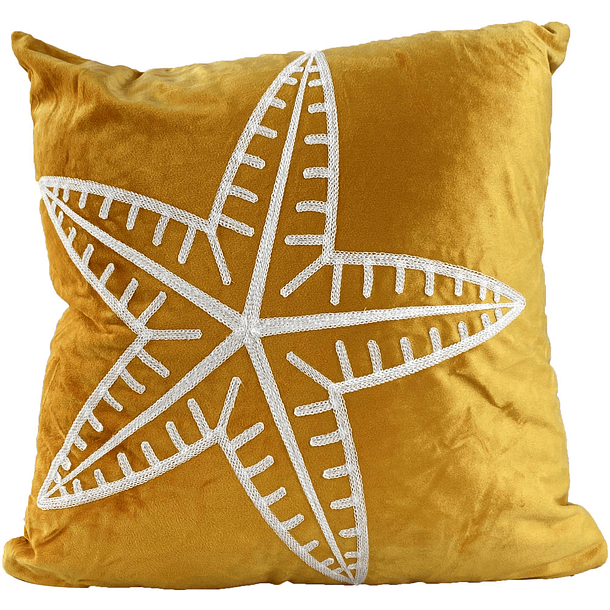 Cojín  Amarillo Mostaza Estampado Estrella De Mar 45 X45 Cm 