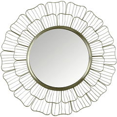 Espejo Redondo Diseño Flor Dorado 1.5 X 46 X 46 Cm