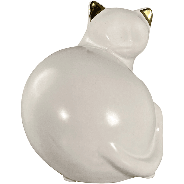 Gato Porcelana Blanco Orejas Doradas 14.5 X 10.5 X 11.5 Cm 2