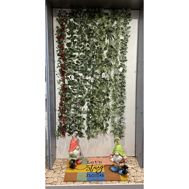 Guirnalda Hoja Eucalipto Verde Con Flores Blancas X 190 Cm 2