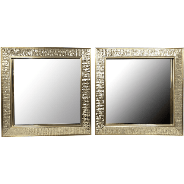 Juego De Espejos x 2 Piezas Cuadrados Dorados 32.5 X 65.5 X 1.6 