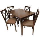 Comedor 4 Puestos En Madera Con Sillas x 5 Piezas 2