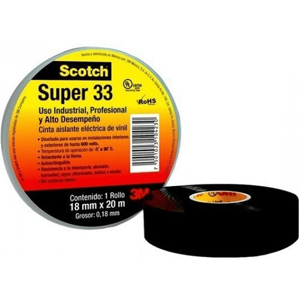 Cinta Aislante Scotch Super 33 De 19 Mm X 20.1 M 1