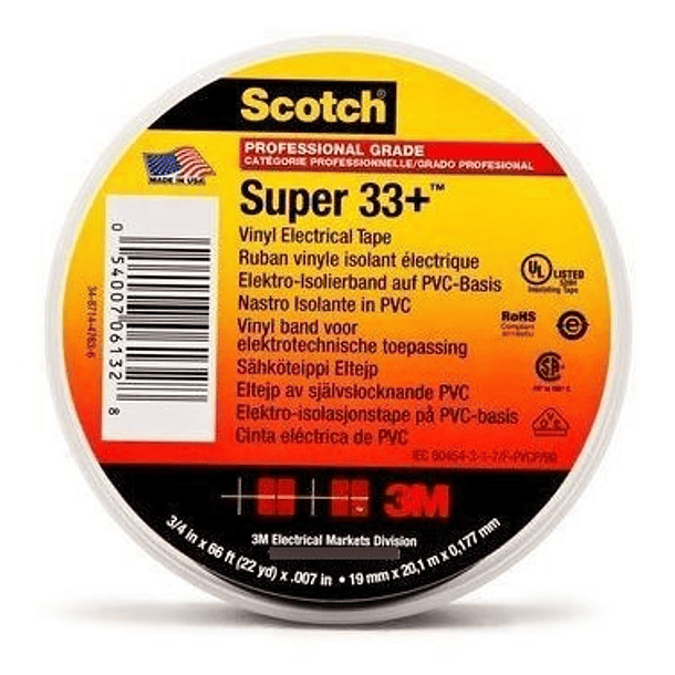 Cinta Aislante Scotch Super 33 De 19 Mm X 20.1 M 2