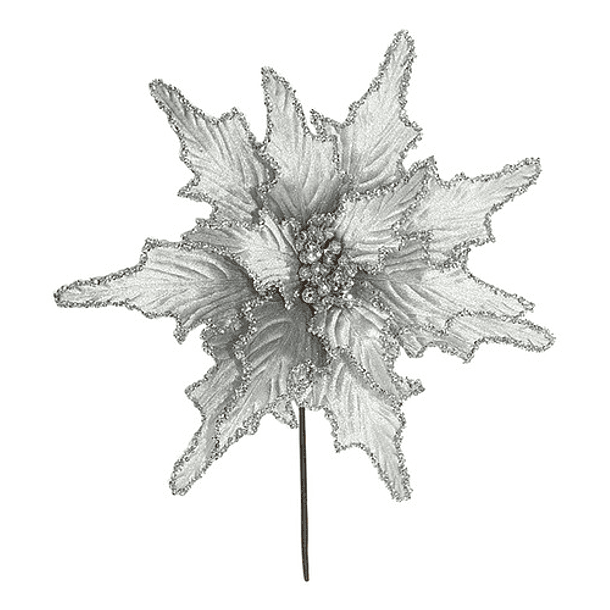 Planta Art. Poinsettia Plateada De 36 Cm 