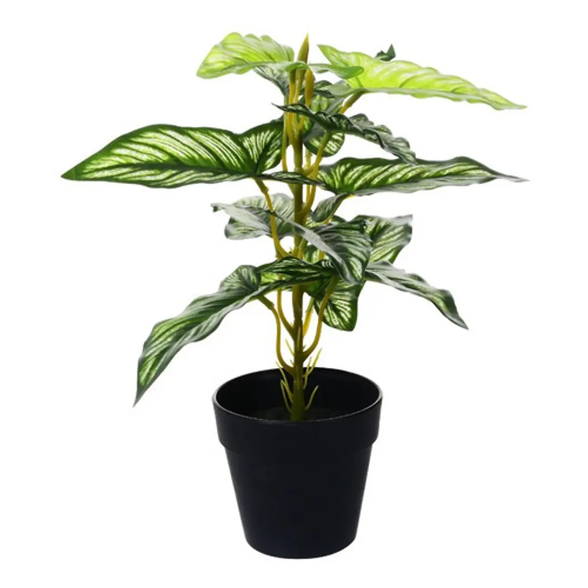 2 Piante Artificiali Decorative Con Vaso Nero - Altezza 36 Cm - Per Casa E Ufficio