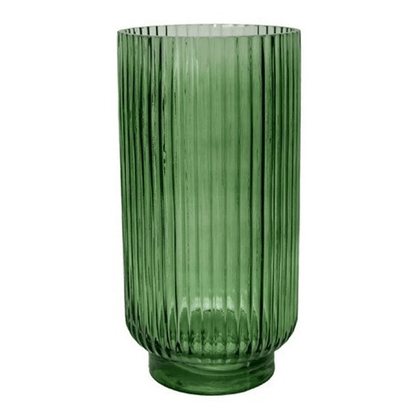 Florero Verde De Vidrio 15 X 15 X 29.5 Cm 