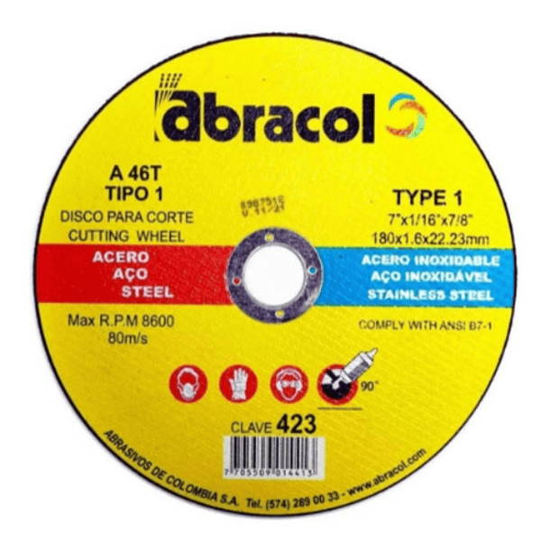 Disco De Corte Para Acero Inoxidable 180 X 1.6 X 22.23 Mm 