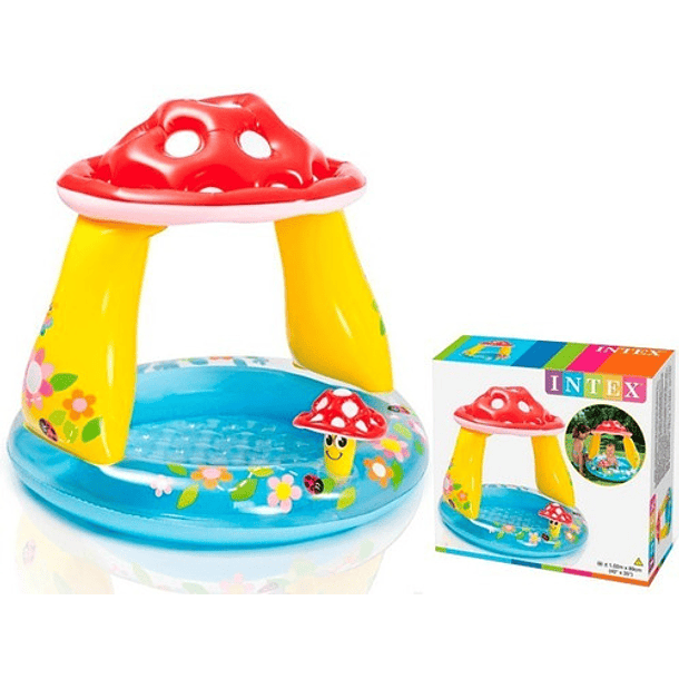 Piscina Inflable Con Forma Hongo Rojo/amarillo 1.02 X 89 Cm 
