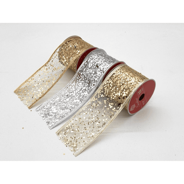 Cinta Malla Lentejuelas Surtida Dorado Plateado Y Oro Rosa 
