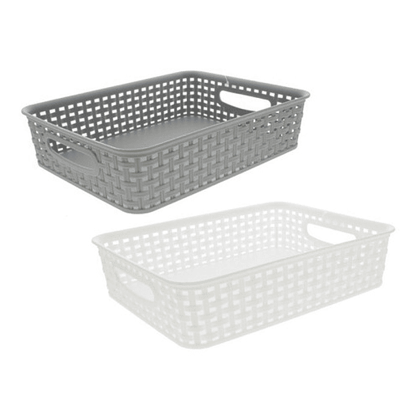 Canasta Rectangular Gris Plomo Rattan De 324 X 248 X 76 Mm 