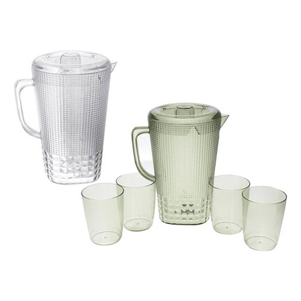 Jarra Acrílica De 1500 Ml Con Vasos 5 Piezas 