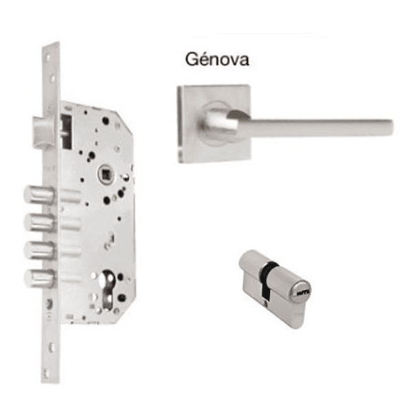 Kit Cerradura Para Embutir Génova Roseta Cuadrada 50mm Yale 