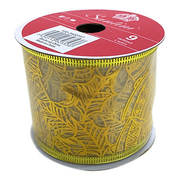 Cinta Navideña Dorada De 6 Cm X 8.2 M 