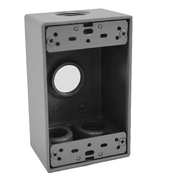 Caja Metálica De 2  X 4  Con 3 Salidas De 3/4  