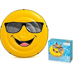 Flotador Inflable Tipo Isla Emoji Cara Feliz