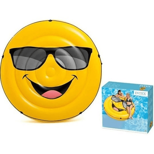 Flotador Inflable Tipo Isla Emoji Cara Feliz 1