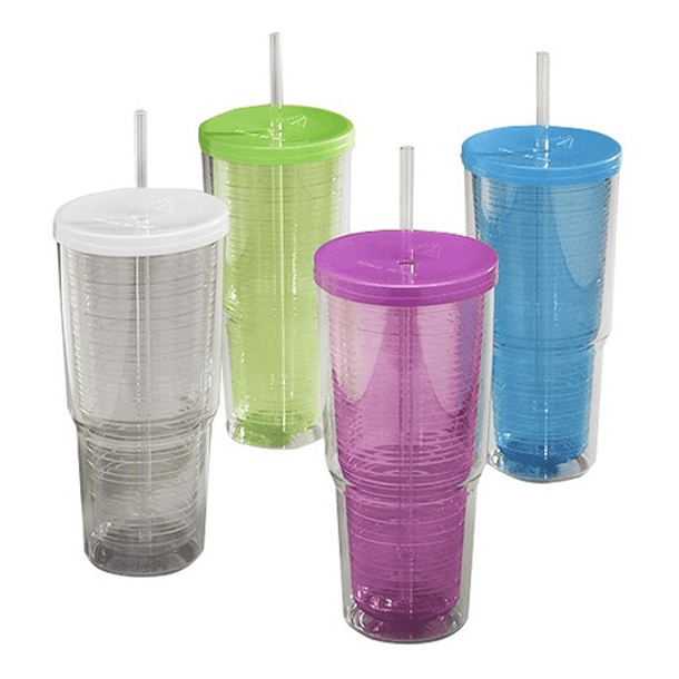 Vaso Doble Pared 24 Oz. Con Pitillo 