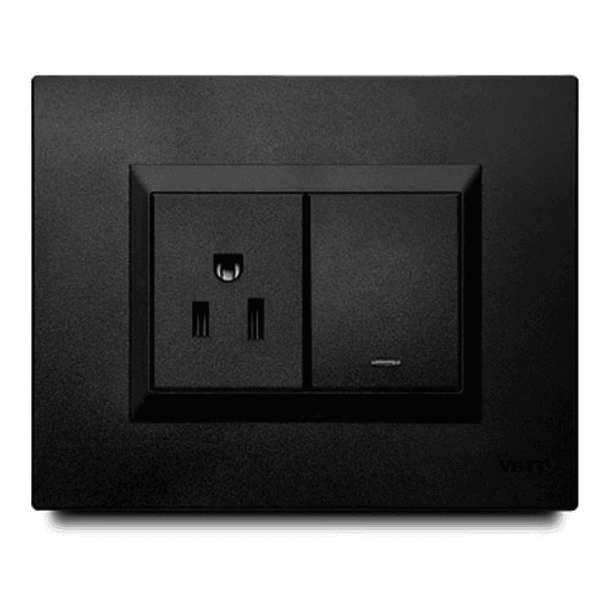 Interruptor Mixto + Tomacorriente Amer 2p + E Plura Negro 
