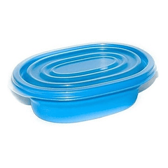 Recipiente Plástico De Alimentos Con Tapa X 3 Unidades Azul