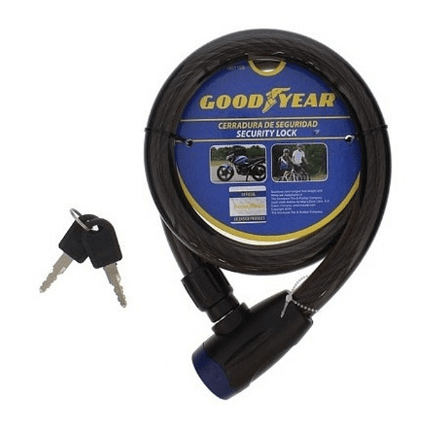 Candado Cable Para Bicicleta O Moto Negro Goodyear 