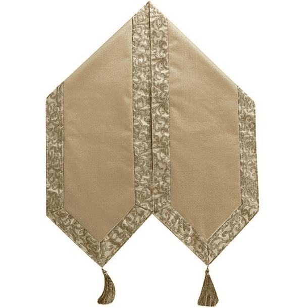 Camino De Mesa Beige Borde Dorado 34 X 178 Cm 