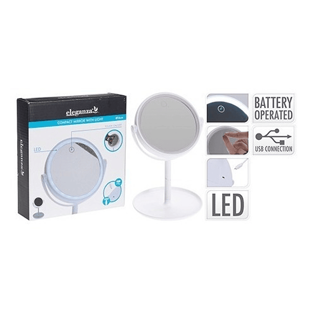 Espejo Cosmético Luz Led Con Cable Usb 16 X 27.5 Cm 