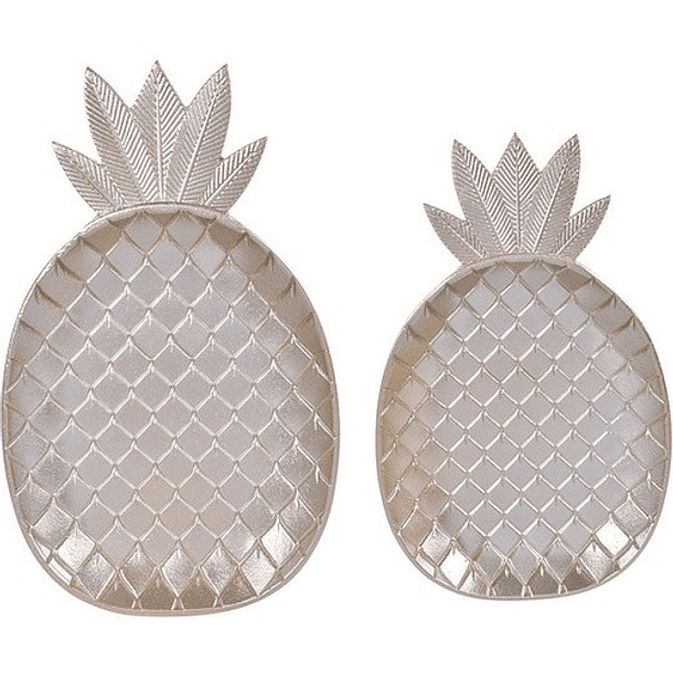 Bandeja Dorada Figura De Piña X 2 Piezas 