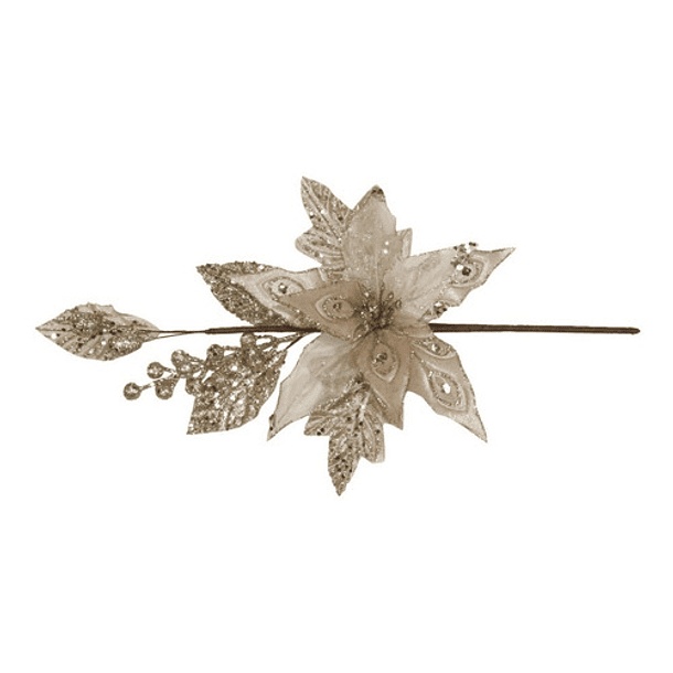 Rama Navideña Poinsetia Champaña 