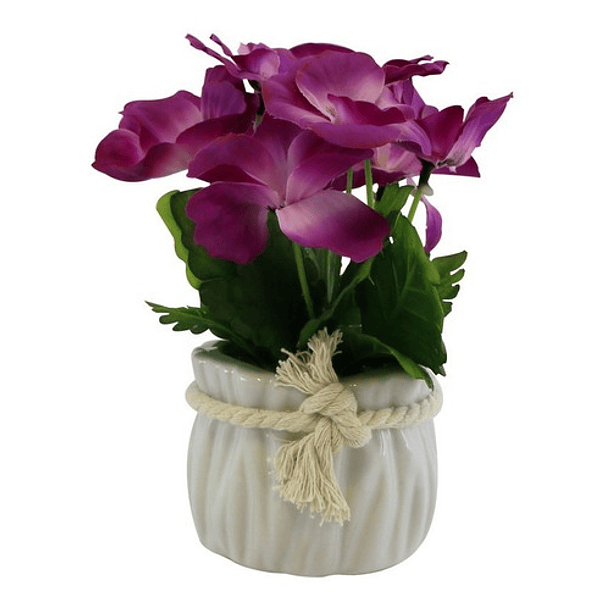 Planta Artificial Con Maceta Blanca 18 Cm 