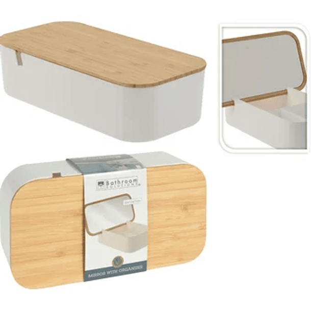 Espejo Con Organizador Rectangular Blanco 26 X 13 X 7? Cm 