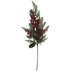 Poinsettia Decor Pino Con Piñas Y Cereza Roja X 66 Cm