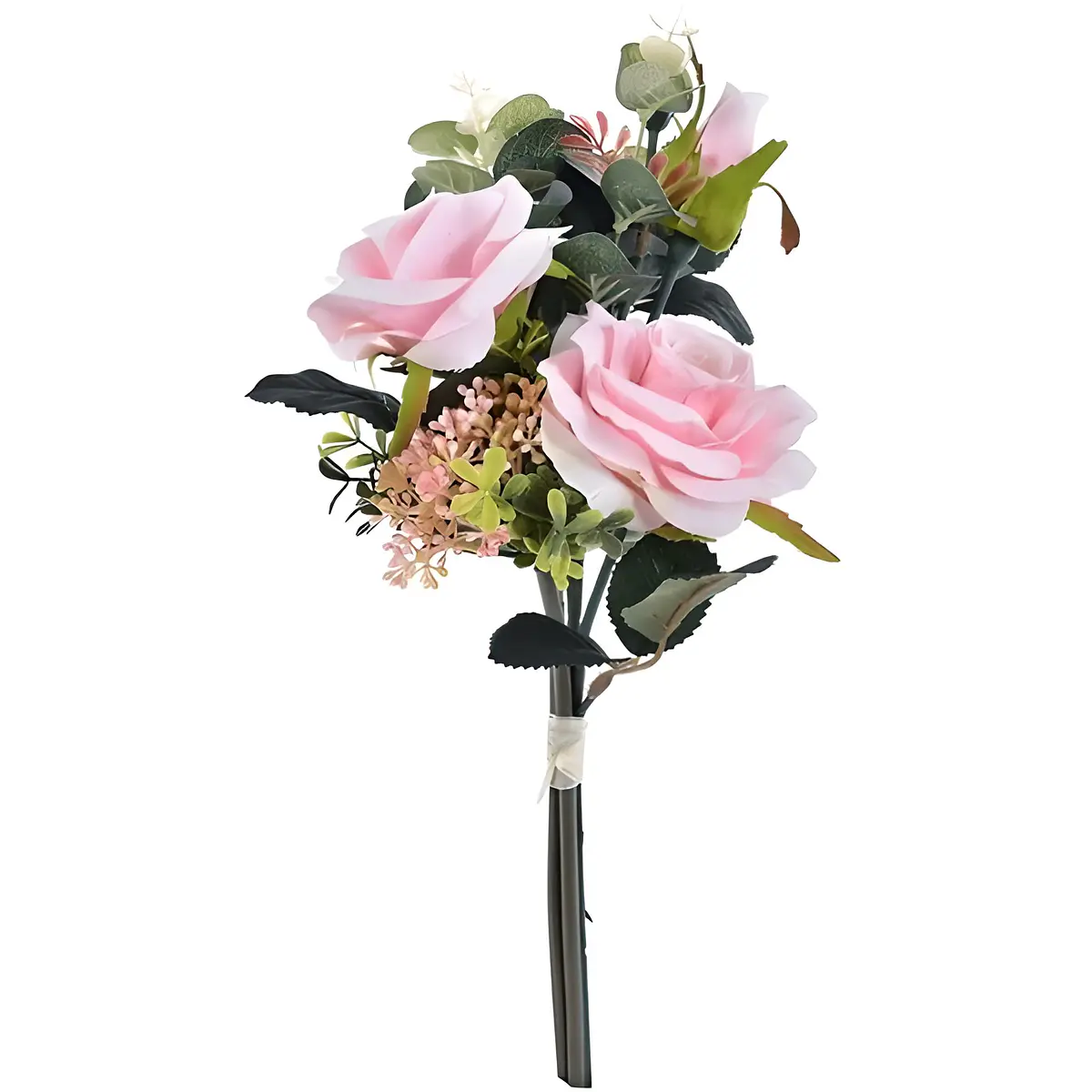 Ramo Artificial Rosas Rosadas Y Eucalipto