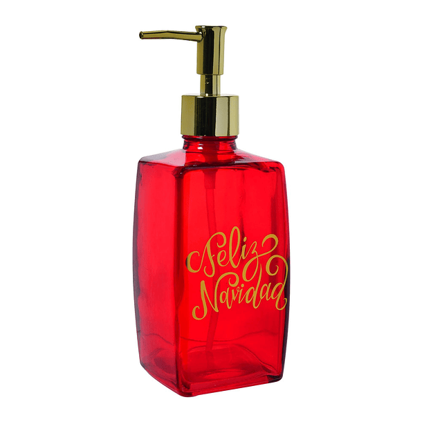 Dispensador De Jabón Líquido Rojo Con Tapa Dorada 