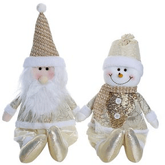 Figura Decorativa Santa / Hombre De Nieve Dorado