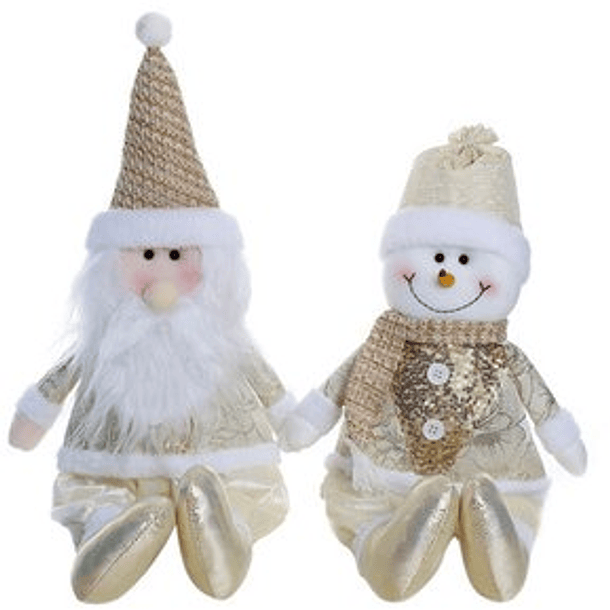 Figura Decorativa Santa / Hombre De Nieve Dorado 