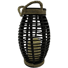 Linterna Redonda Negra En Cuerda De Yute Con Luz A Batería 1